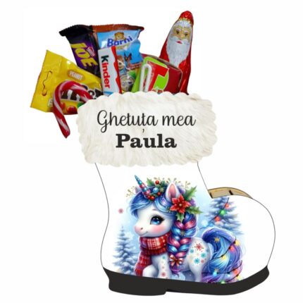 ghetuta dulciuri unicorn alb craciun