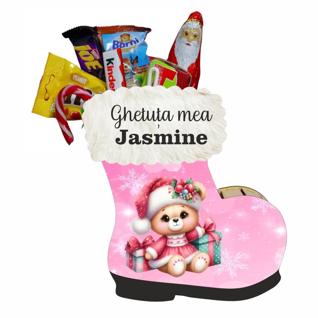 ghetuta dulciuri ursulet roz craciun