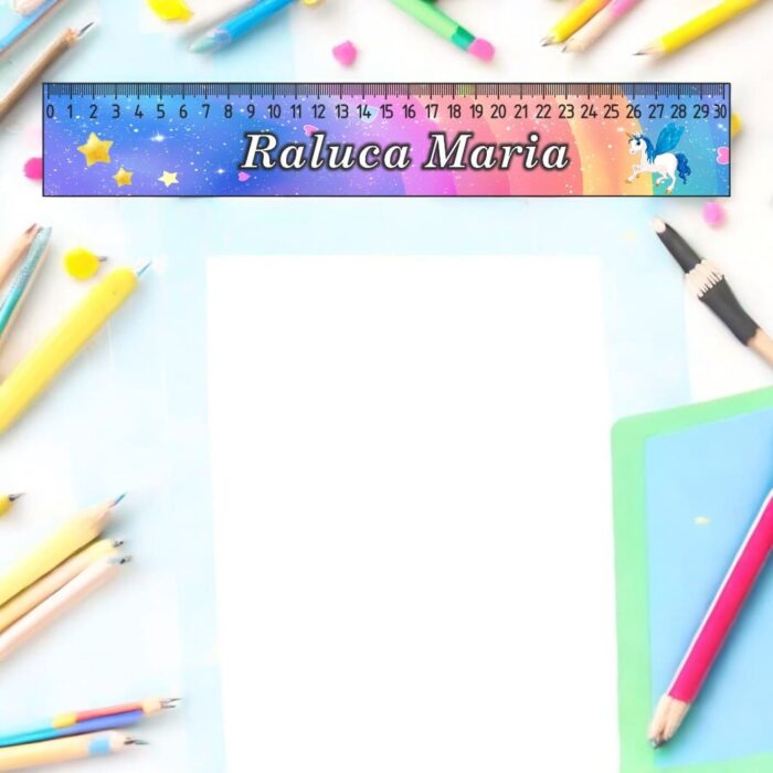 rigla personalizata nume unicorn 30cm