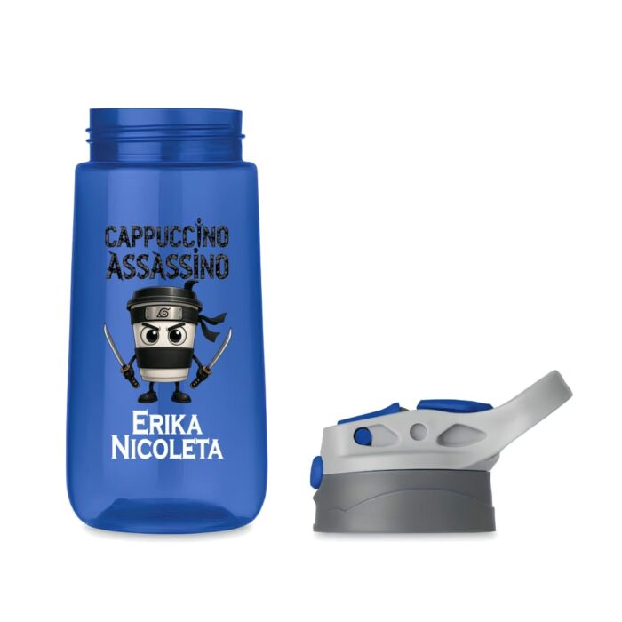 Sticla Apa Copii, Personalizata, Cu Pai, Cappuccino Assassino, Albastra, 450ml, BPS034 - imagine 2