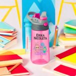 sticla apa copii labubu personalizat roz