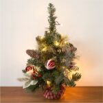 Brad Decorativ cu LED - Model Craciun cu Baza Carouri, 50 cm (DCJ583) - imagine 2