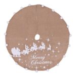 covoraș brad bej sanie cu pompon alb, 90cm – fustă pentru brad de crăciun