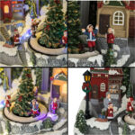 decoratiune scena craciun copii sanie cadre