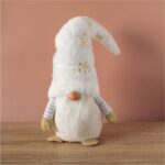 figurina craciun gnome alb fulgi aurii decorata