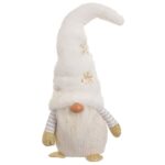 figurina craciun gnome alb fulgi aurii fata