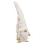 figurina craciun gnome alb fulgi aurii lateral