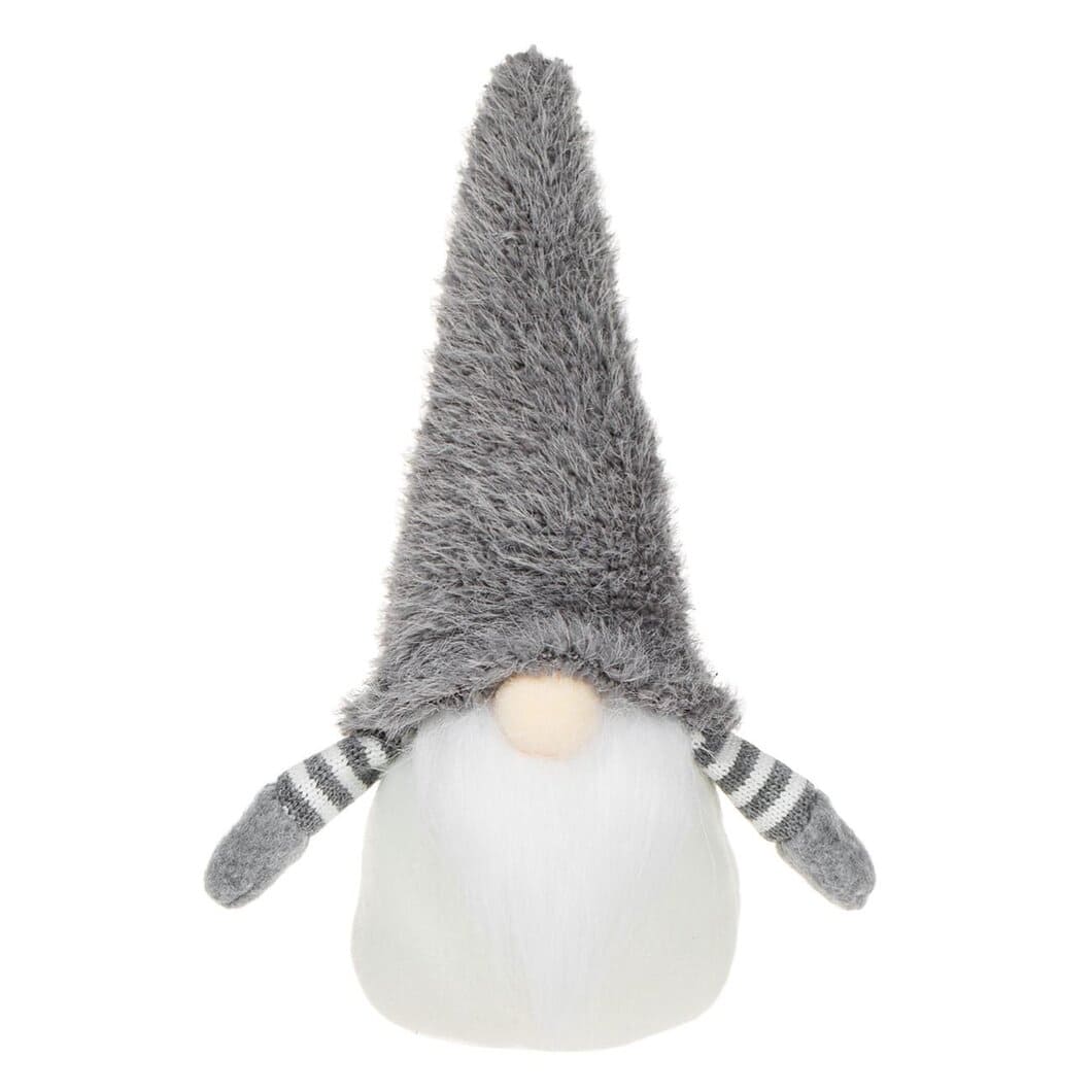 figurina de craciun gnome cu blana gri fata