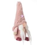 figurina craciun gnome blana roz codite lateral