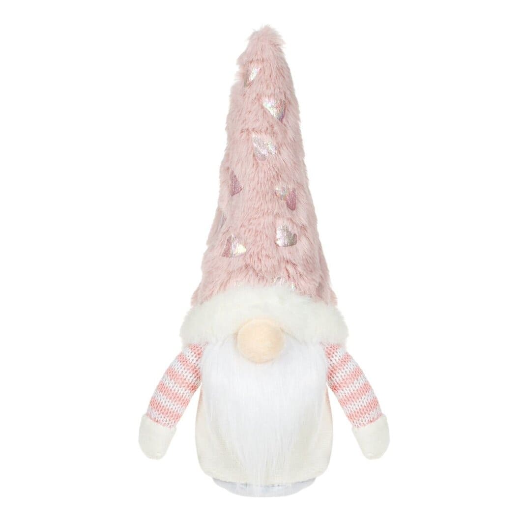 figurina craciun gnome blana roz inimi fata