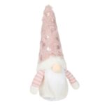 figurina craciun gnome blana roz inimi lateral