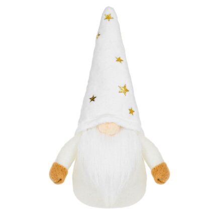 figurina craciun gnome caciula alba stele fata