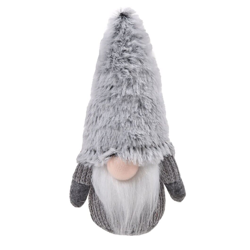 figurina craciun gnome caciula blana gri fata