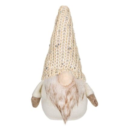 figurina craciun gnome caciula ecru paiete fata