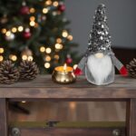 figurina craciun gnome caciula gri paiete decorata