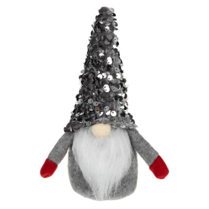 figurina craciun gnome caciula gri paiete lateral