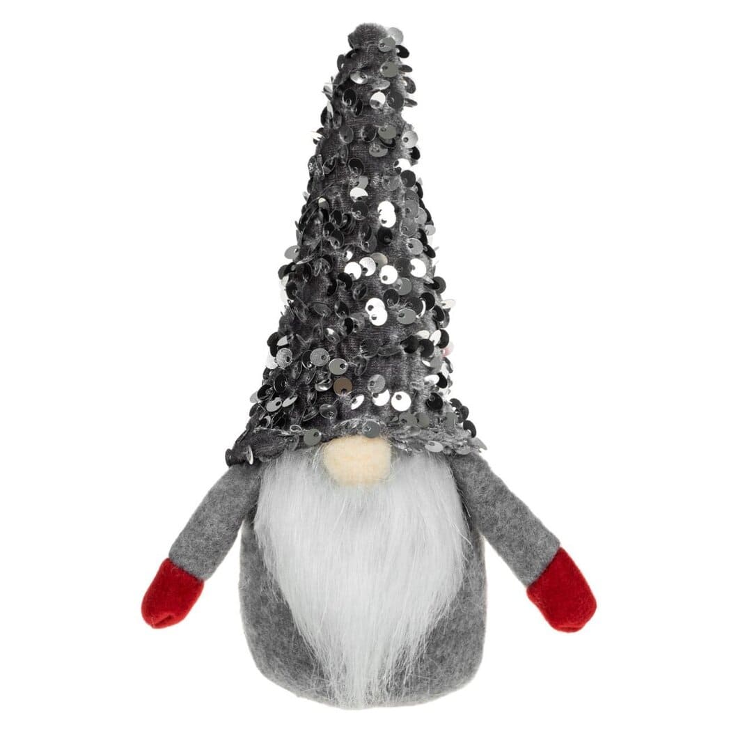 figurina craciun gnome caciula gri paiete lateral