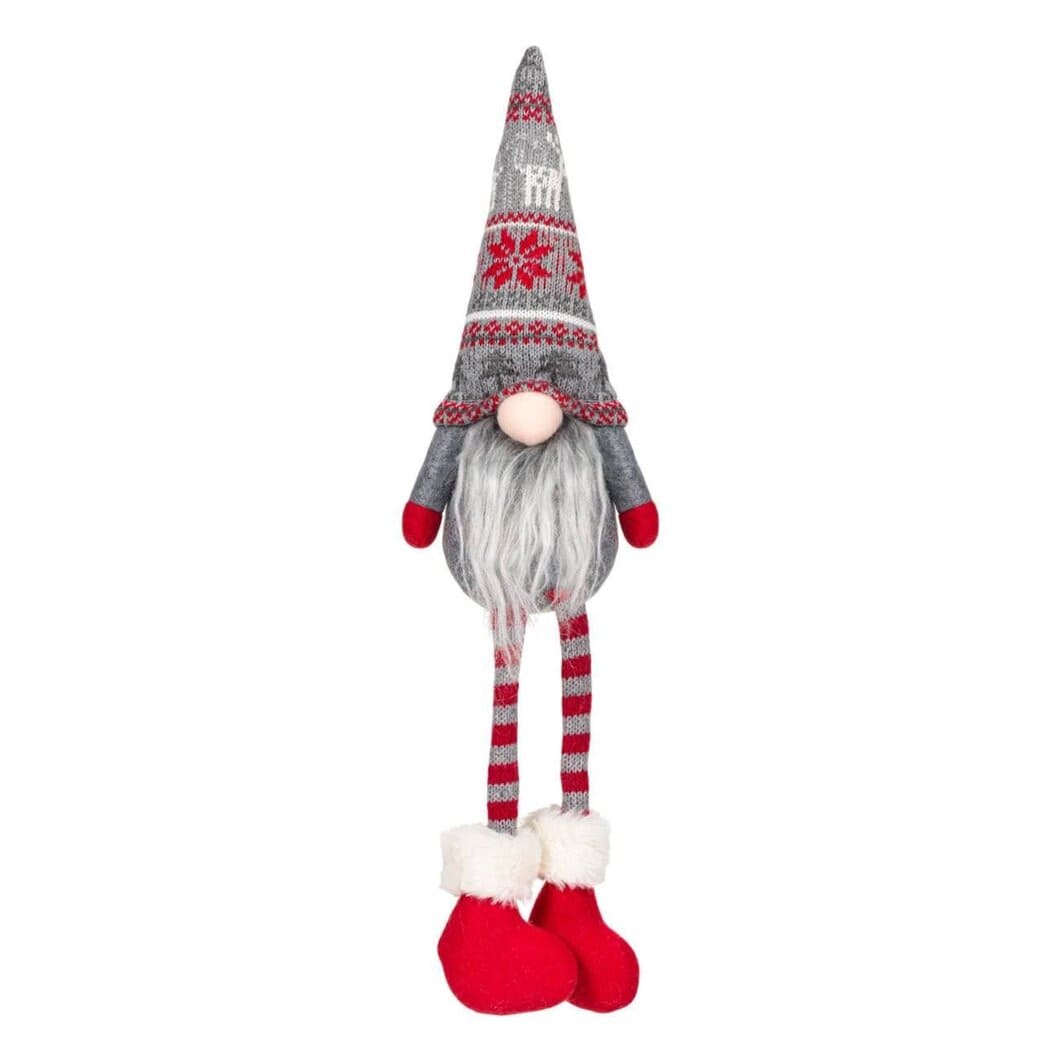 figurina craciun gnome caciula gri rosu fata