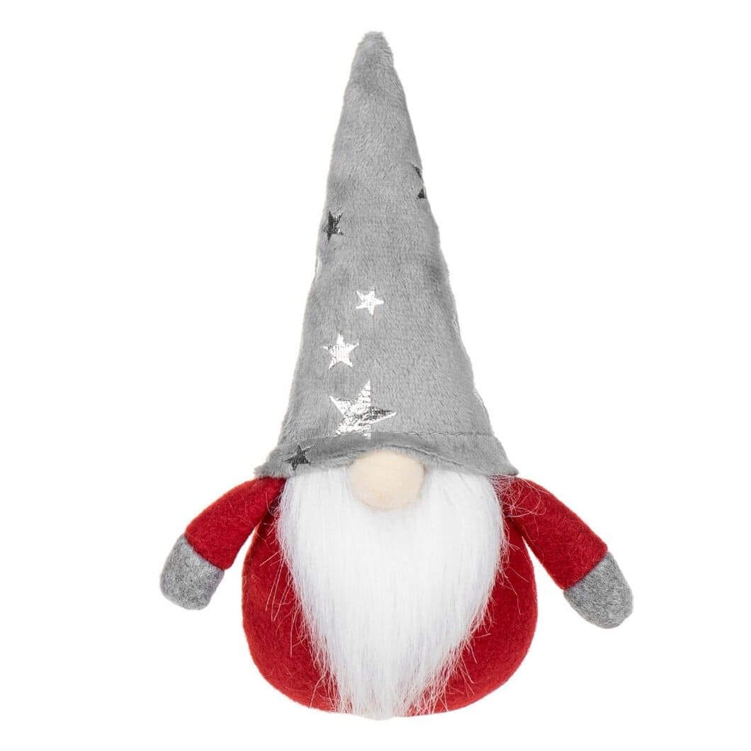 figurina craciun gnome caciula gri stele fata