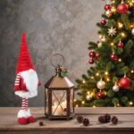 figurina craciun gnome caciula rosie blana catifelata secundara