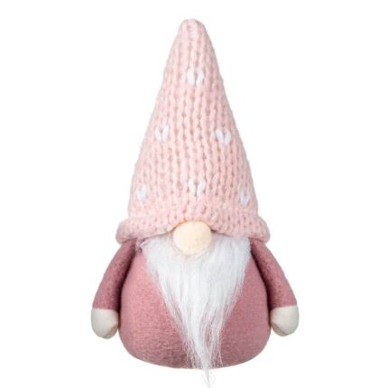 figurina craciun gnome caciula roz fata
