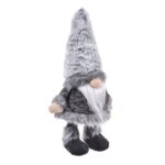 figurina craciun gnome gri caciula blana lateral