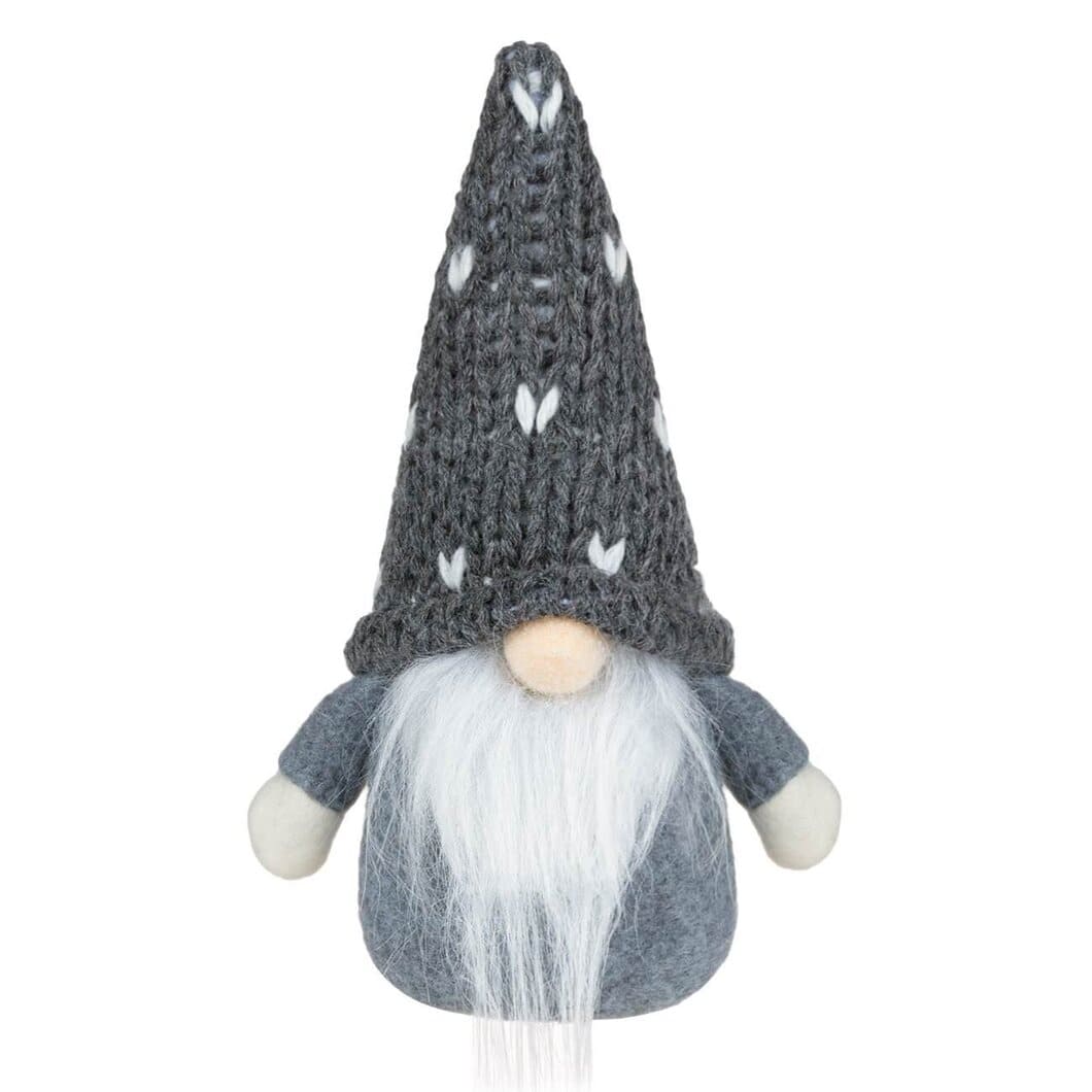figurina craciun gnome gri fata