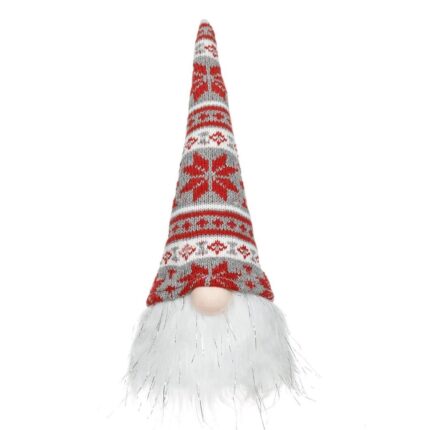 figurina craciu gnome led caciula rosie fata