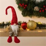 figurina craciun gnome rosu caciula paiete decorata