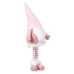figurina craciun gnome roz blana catifelata lateral