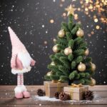 figurina craciun gnome roz blana catifelata secundara