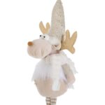 figurina craciun ren ecru caciula paiete detalii