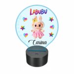 lampa led 3D personalizata labubu roz