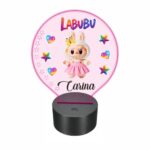 lampa led 3D personalizata labubu roz