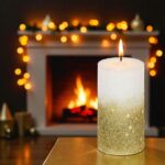 lumanare craciun alba stele aurii aprinsa