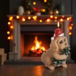 lumanare craciun catel brad decorata