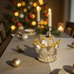 lumanare craciun coroana glitter decorata