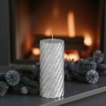 lumanare craciun dungi argintiu decorata