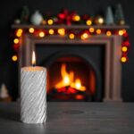 lumanare craciun dungi argintiu aprinsa