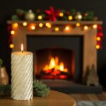 lumanare craciun dungi auriu aprinsa