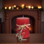 lumanare craciun dungi buchet rosie secundara