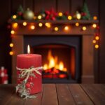 lumanare craciun dungi buchet rosie aprinsa