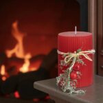 lumanare craciun dungi buchet rosie detalii