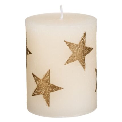 lumanare craciun ecru stele aurii principala