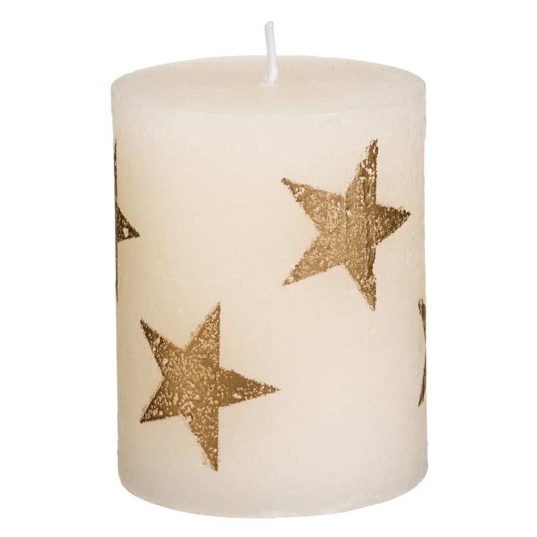 lumanare craciun ecru stele aurii principala