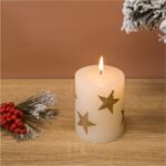 lumanare craciun ecru stele aurii secundara