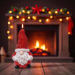 lumanare craciun gnome rosu aprinsa