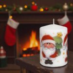 lumanare craciun mos craciun decorata