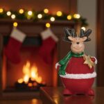 lumanare craciun ren rosu decorata