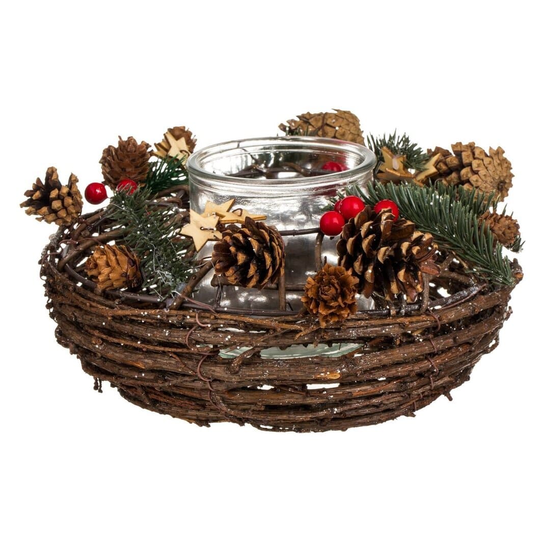 suport lumanare craciun conuri lemn principala